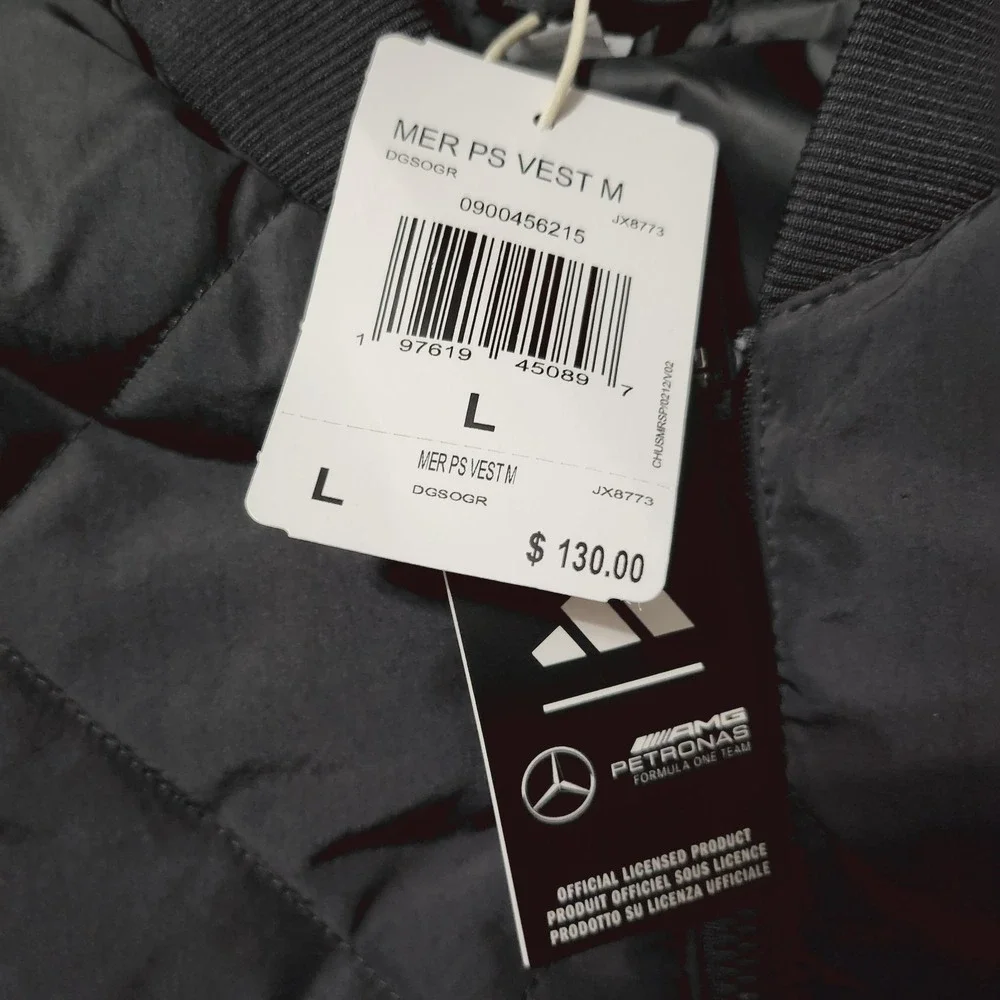 Mens Size L Adidas Mercedes-AMG Petronas F1 Premium Vest Dark Solid Gray JX8773
